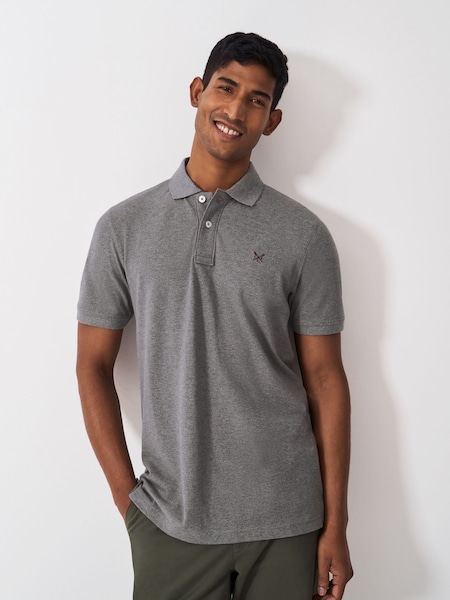 Crew Clothing Company Grey Classic Pique 100% Cotton Polo Shirt (F89721) | 198 QAR