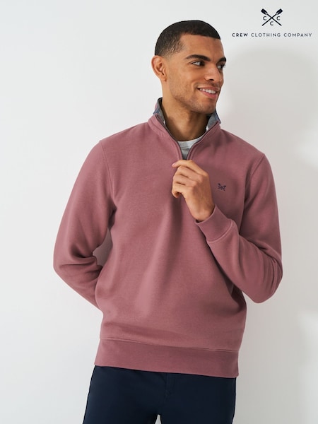 Crew Clothing Pink Classic Quarter Zip Sweatshirt (F89729) | R$ 640