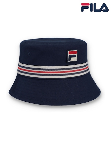 תכול - Fila Jojo Fbox And Heritage Stipe Bucket 100% Cotton Hat (F89787) | ‏141‏₪
