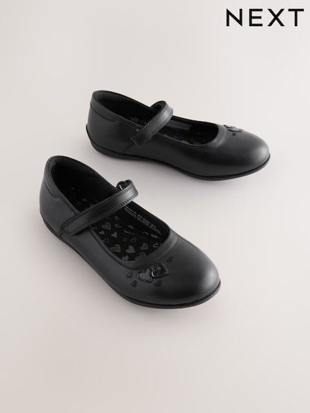 Black Leather Standard Fit (F) Mary Jane School Shoes (F89892) | €33 - €44