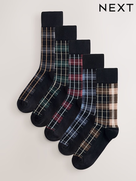 Black/Blue/Brown Check Pattern Smart Socks (F89898) | €16
