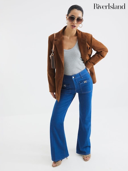 River Island Blue Chrome High Rise Wide Leg Jeans (F89915) | 3,425 UAH