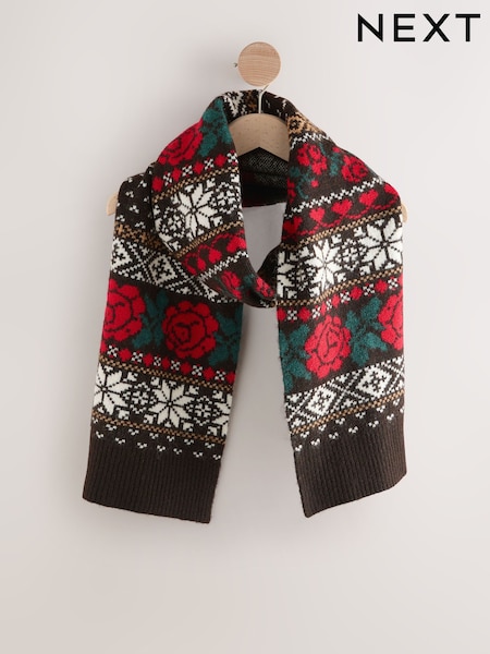 Chocolate Brown Fairisle Knitted Scarf (F89920) | R$ 190