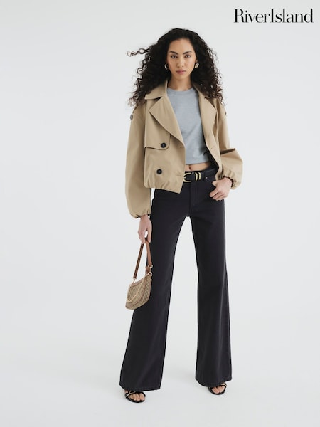 River Island High Rise Relaxed Straight 100% Cotton Jeans (F89921) | 343 LEI