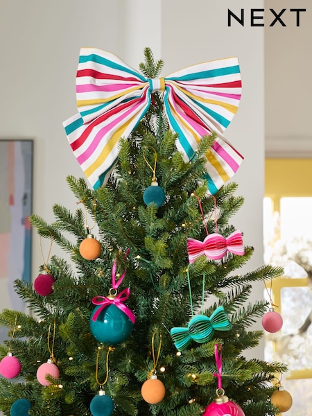 Bright Stripey Bow Christmas Tree Topper (F89932) | €13