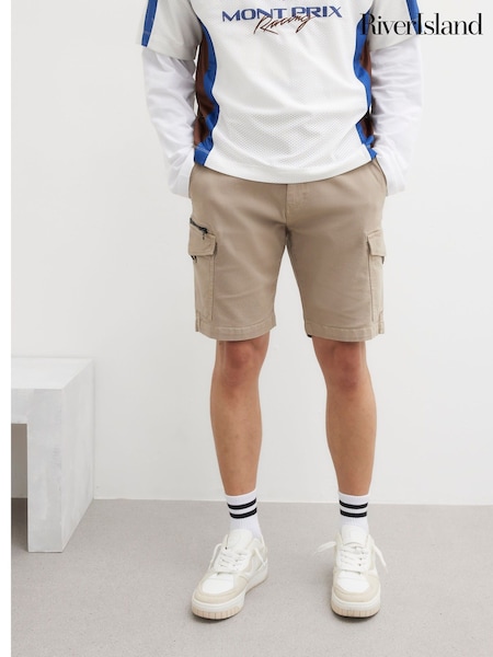 River Island Natural RI Timberlake 100% Cotton Cargo Shorts (F89954) | €45