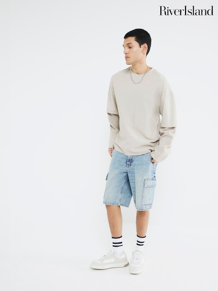 Синій - River Island 100% Cotton шорти-карго (F89971) | 2 163 грн