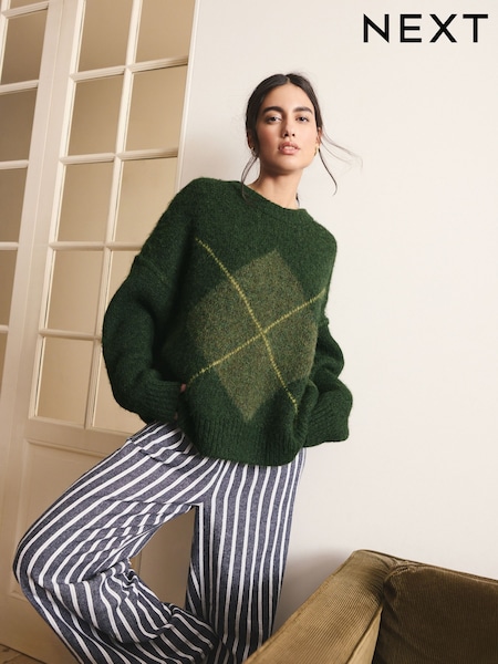 Verde - Knitted Crew Neck Jumper (F89985) | R$ 385