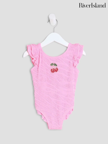 River Island Pink Girls Embellished Cherry Swimsuit (F89989) | 1,081 UAH
