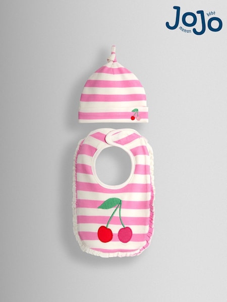 JoJo Maman Bébé Pink Cherry Stripe Hat (F89990) | R$ 110