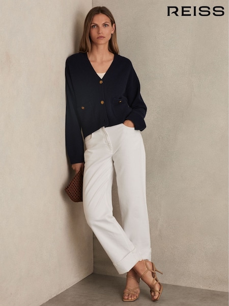 Mornarica - Reiss Mila Wool-Cashmere Button Cardigan (F90021) | € 195