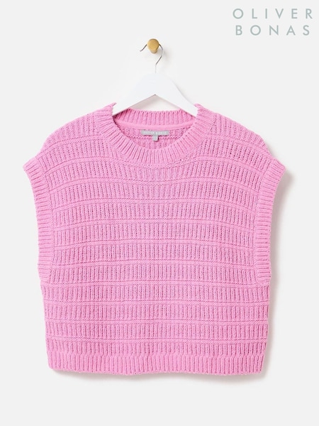 Oliver Bonas Pink Ribbed Textured Knitted Vest (F90124) | €82