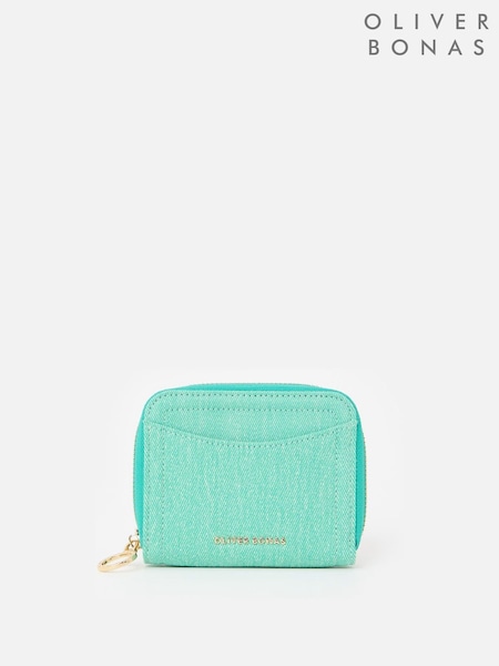Oliver Bonas Green Lola Denim Zip Around Purse (F90154) | €33