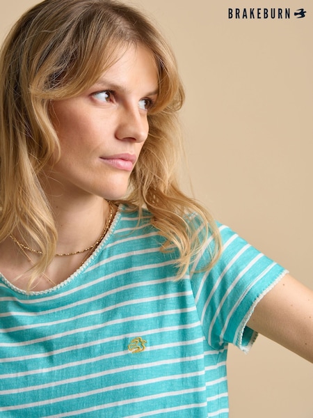 Brakeburn Aqua Stripe T-Shirt (F90173) | €47