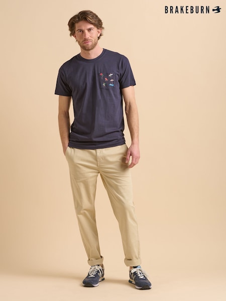 Brakeburn Blue Beach Pocket 100% Cotton T-Shirt (F90191) | €37