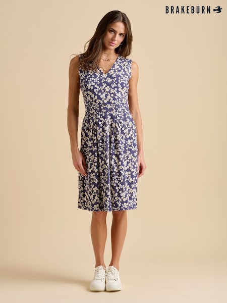 Brakeburn 100% Cotton Floating Daisy Knee Length Dress (F90200) | €66