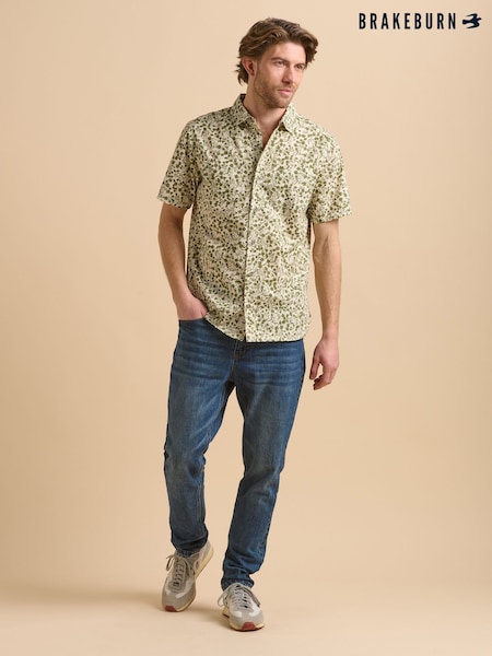 Brakeburn Cream 100% Cotton Shadow Floral Shirt (F90204) | €60