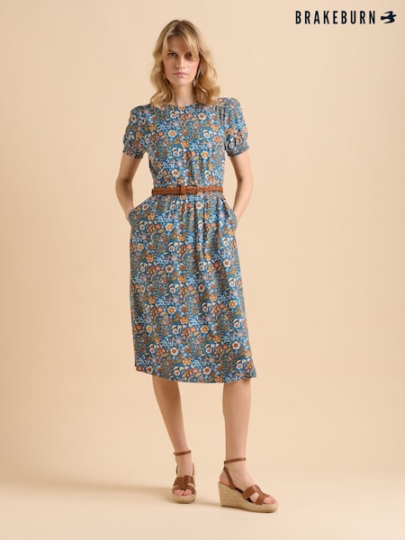 Brakeburn Blue Secret Garden Midi Dress (F90222) | €100