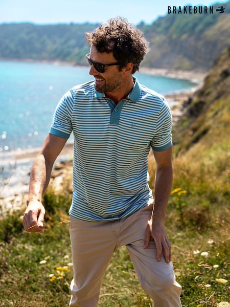 Brakeburn 100% Cotton Smoke Blue Stripe Polo Shirt (F90229) | 2 103 грн