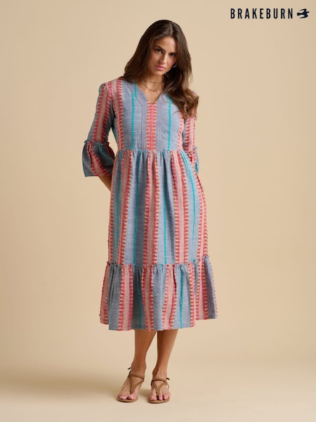 Brakeburn Blue 100% Cotton Shore Midi Dress (F90237) | €95
