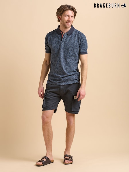 Brakeburn Blue Navy Tile Polo Shirt (F90249) | €48