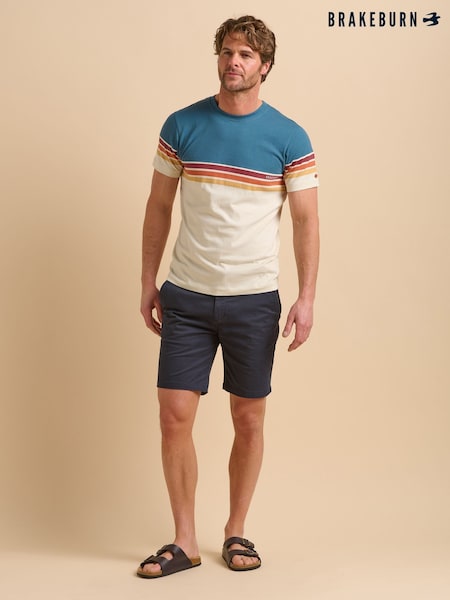 Brakeburn Natural Colourblock Stripe T-Shirt (F90250) | $51