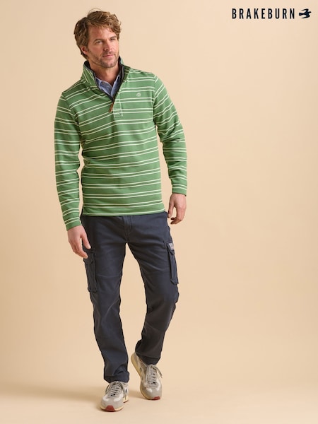 Зелений - Brakeburn зелений у смужку Quarter Zip Sweat Top (F90260) | 3 905 грн