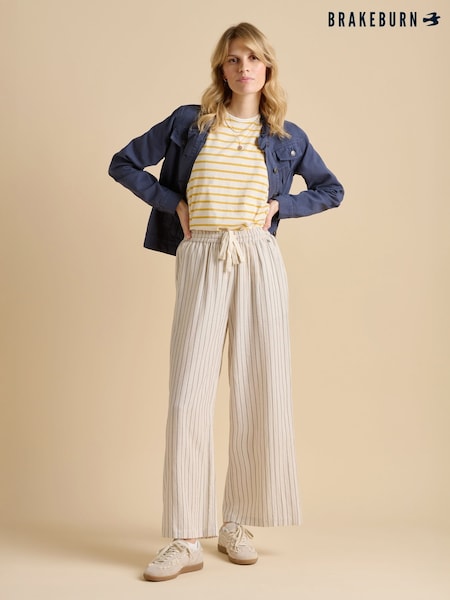 Brakeburn Cream Stripe Wide Leg Trousers (F90268) | 3,304 UAH