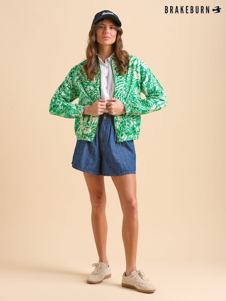 Brakeburn Green Pin Tuck Bomber 100% Cotton Jacket (F90283) | €100