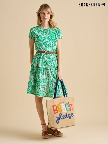 Brakeburn Green Wildflower Knee Length Dress (F90307) | ₪327