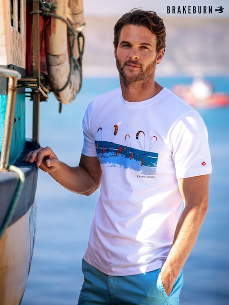 Brakeburn White Painted Peleton T-Shirt (F90314) | $50