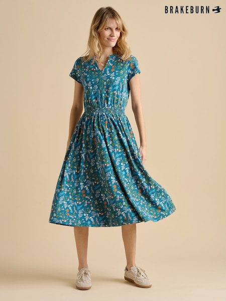 Brakeburn 100% Cotton Shoreline Meadow Midi Dress (F90327) | ‏302‏₪