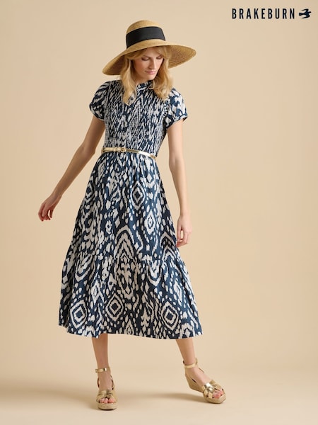 Brakeburn 100% Cotton Ikat Maxi Shirt Dress (F90341) | ‏377‏₪