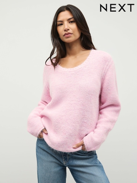 Blush Pink Scoop Neck Jumper With Wool (F90364) | €49.50