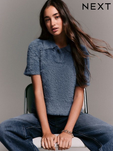Navy Blue Bear Short Sleeve Polo Jumper (F90392) | €37