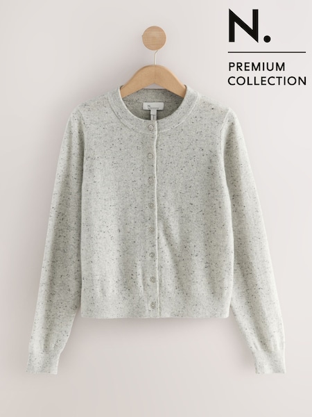 Grey Neppy 100% Cashmere Long Sleeve Cardigan (F90400) | €127.50