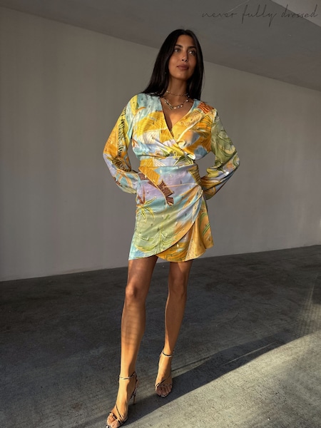 Never Fully Dressed Blue Vienna Wrap Dress (F90420) | 490 QAR