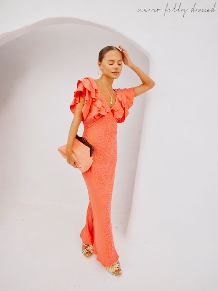 Never Fully Dressed Pink Animal Print Jacquard Tilda Dress (F90433) | 638 QAR
