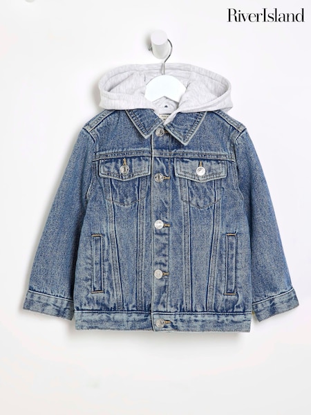 River Island Blue Boys Hooded Denim Jacket (F90447) | €31