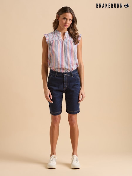 Brakeburn Blue Wide Leg Denim Shorts (F90570) | ₪226