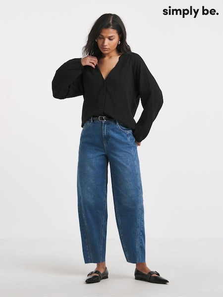 Simply Be Blue Seamed Barrel Leg Jeans (F90604) | $64