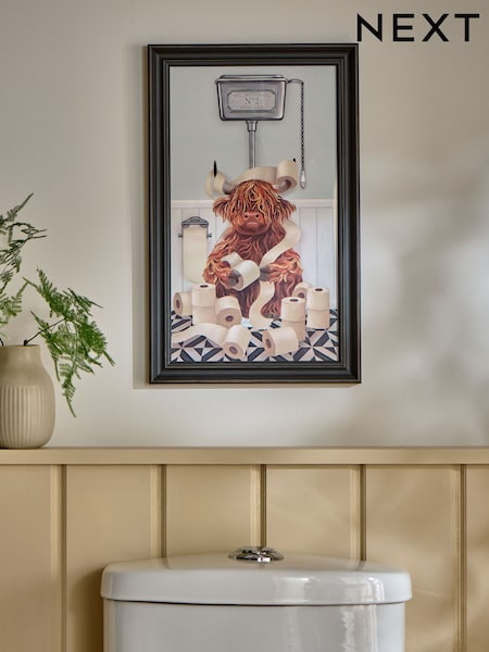 Neutral Hamish The Highland Cow On The Loo Wall Art (F90625) | €28