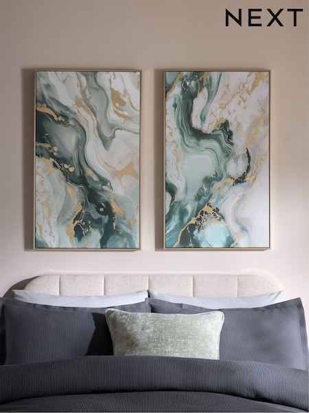 Set of 2 Marbled Abstract Framed Wall Arts (F90659) | ‏588 ر.ق.