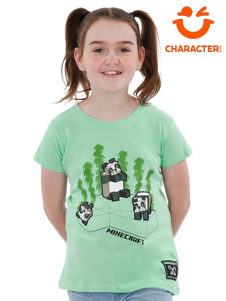 Character Green Minecraft Panda Gaming 100% Cotton T-Shirt (F90693) | €19