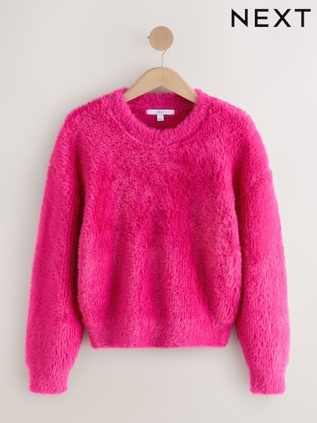 Bright Pink Bear Texture Crew Neck Jumper (F90769) | €46
