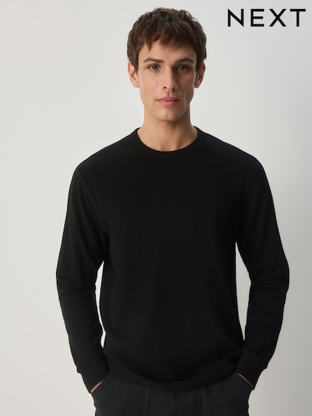 Black Long Sleeve Cosy Ribbed T-Shirt (F90842) | AED109