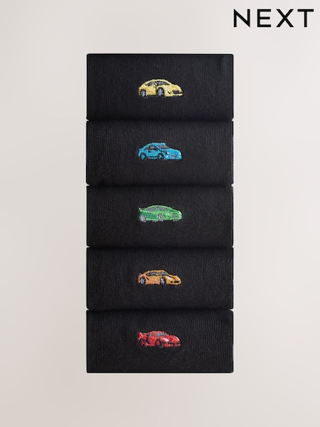 Black Sports Cars - Fun Embroidered Socks 5 Pack (F90872) | 21 €
