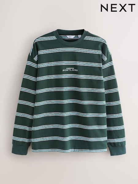 Blue/Green Long Sleeve Stripe T-Shirt (F90888) | 129 QAR