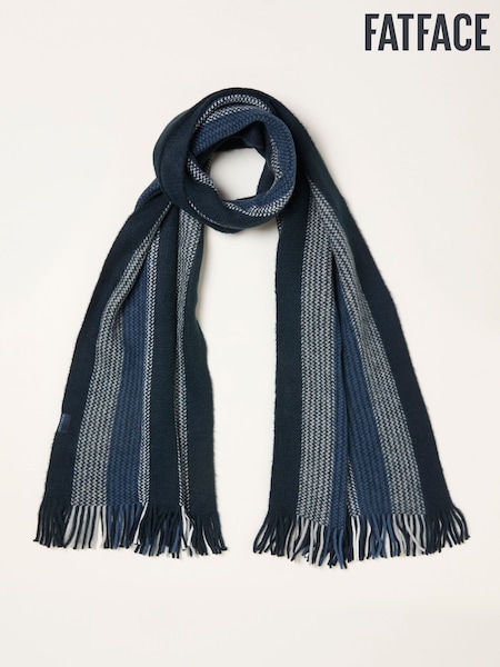 FatFace Chris Navy Textured Scarf (F90939) | AED172