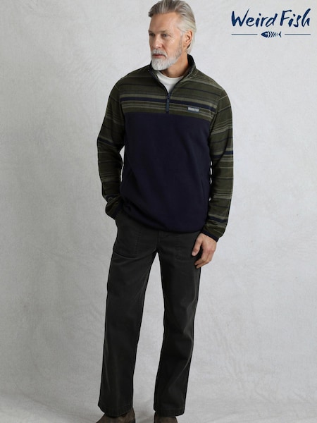 Weird Fish Green Gilbert Qtr Zip Striped Micro Fleece (F90963) | R$ 590